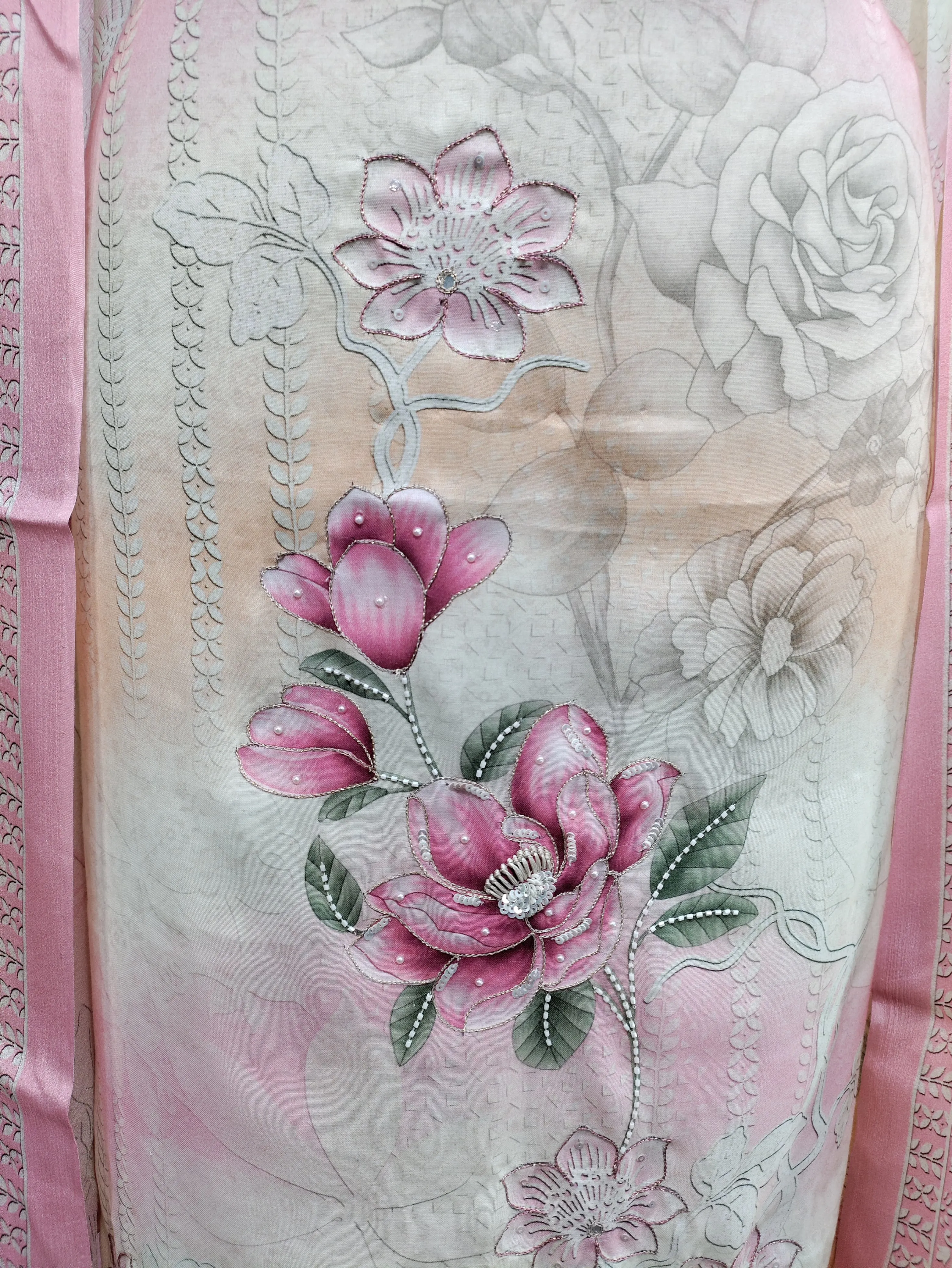 Unstitched Organza With Muslin Plain Digital Printed Suit Set For Women