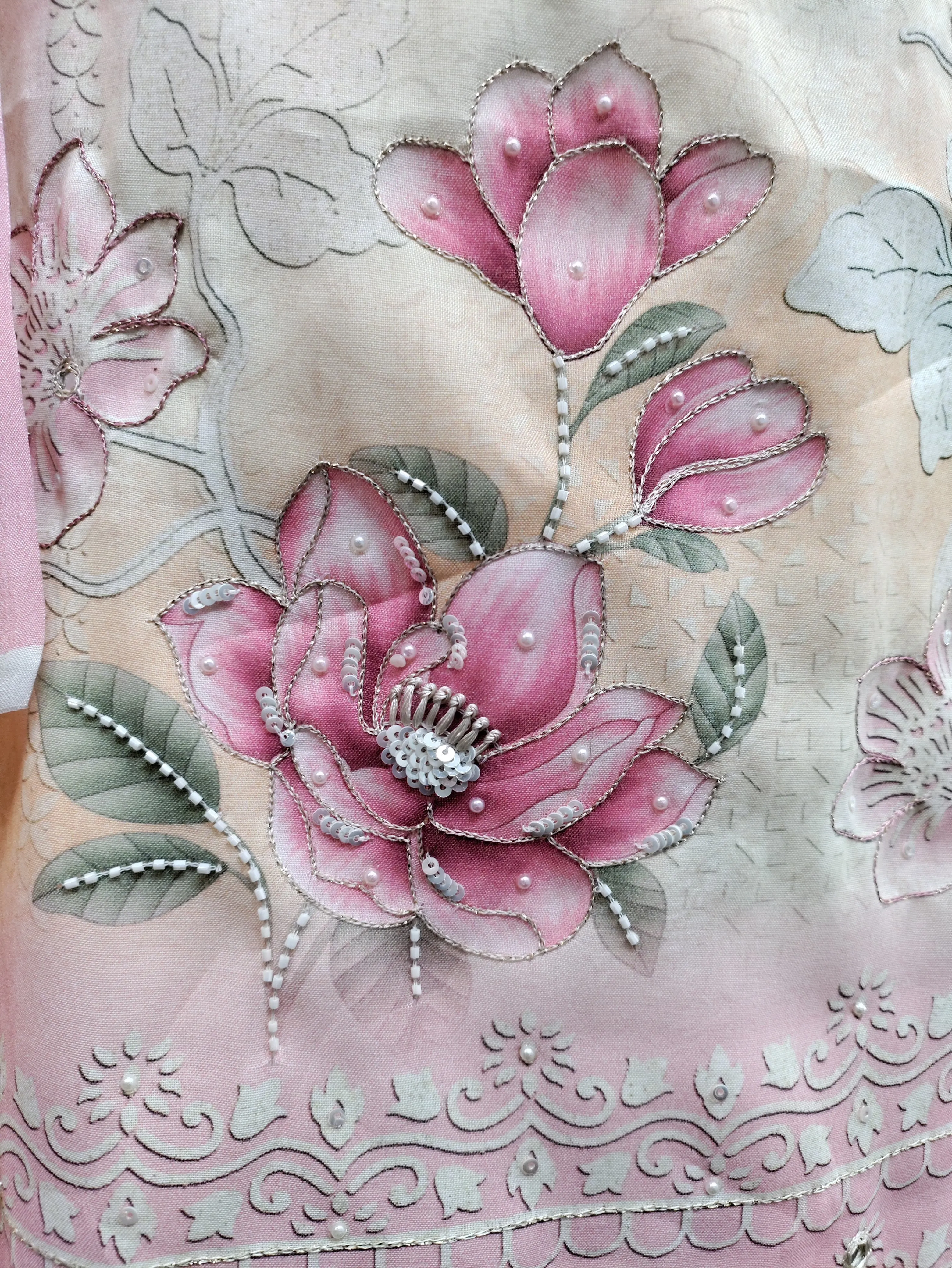 Unstitched Organza With Muslin Plain Digital Printed Suit Set For Women