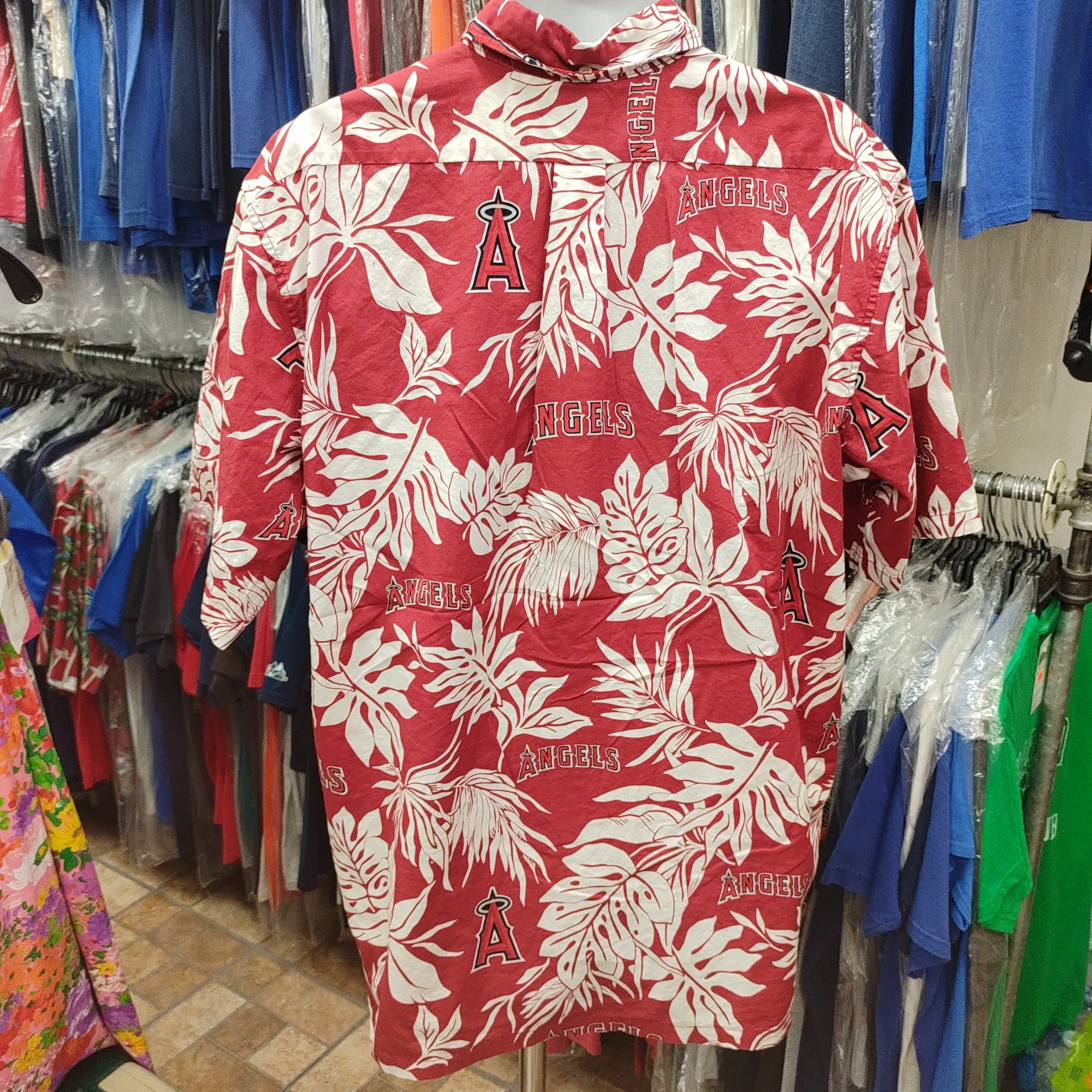 Vintage ANAHEIM ANGELS MLB Reyn Spooner Cotton Hawaiian Shirt XXL