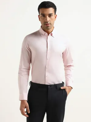 WES Formals Pink Cotton Blend Slim-Fit Shirt