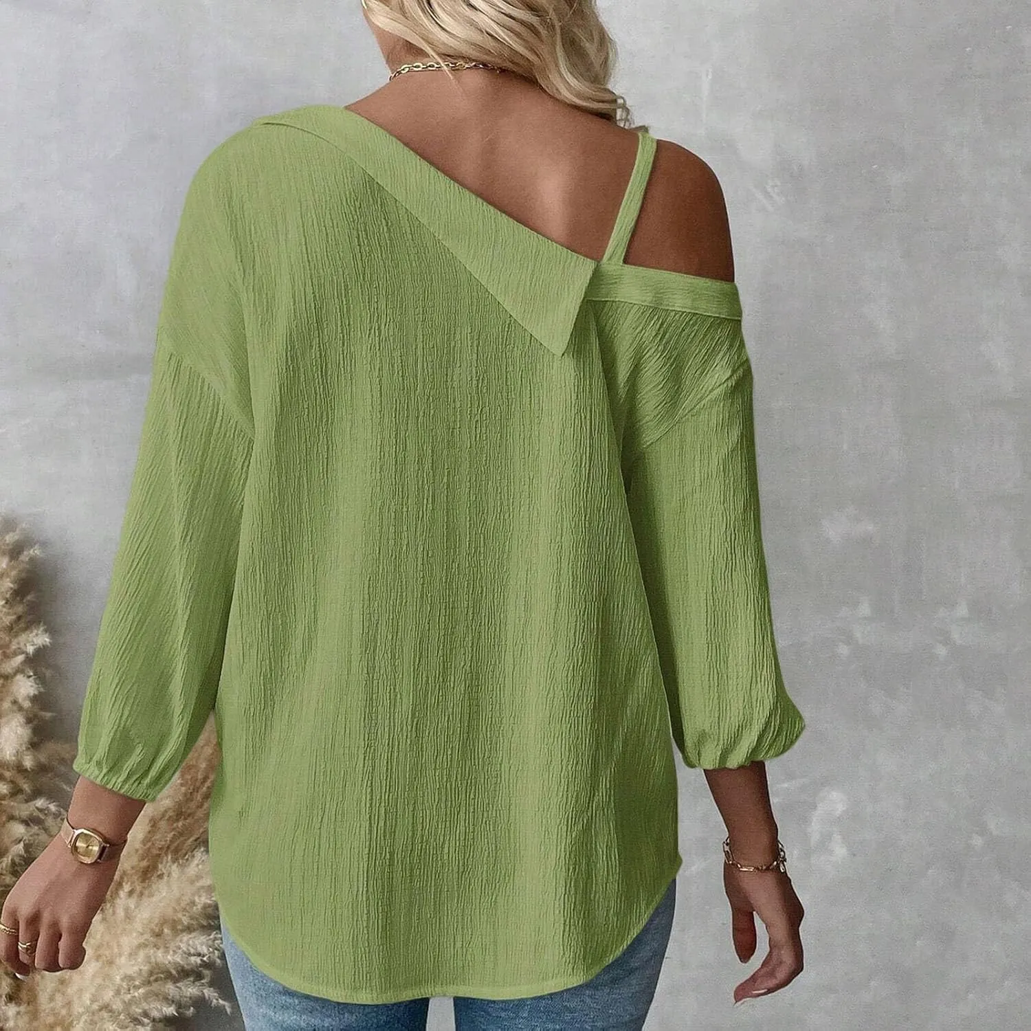 Women's Button Down Shirts One Shoulder Short Sleeve Casual Oversized Shirt Loose Fit Collared Y2K Going Out Blouse