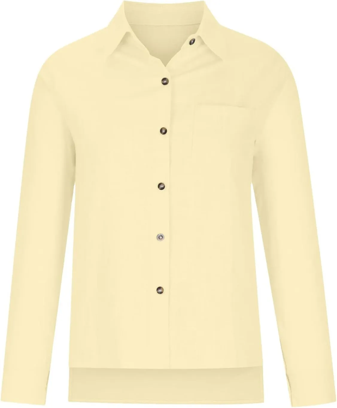 Womens Long Sleeve Shirt Casual Work Office Blouse Top Cotton Linen Button Up Shirts Spring Summer Blouses