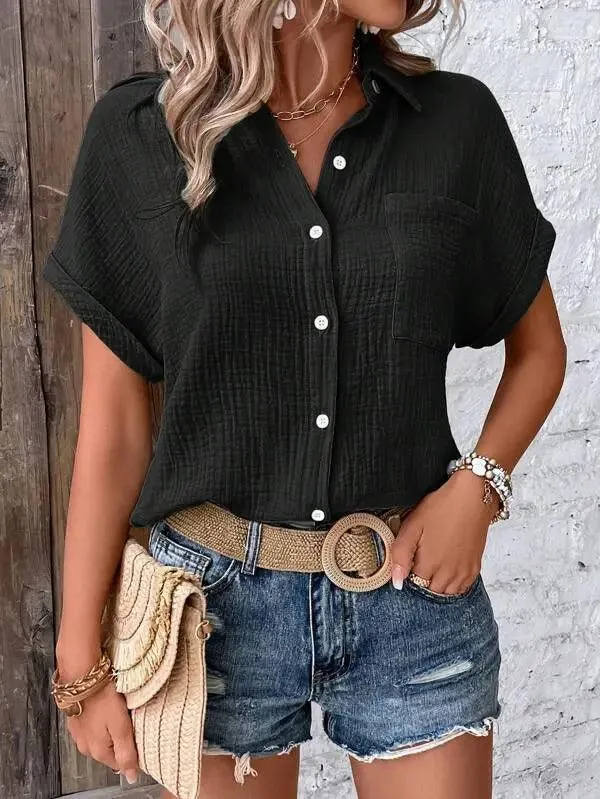 Women's Sleeve Button Shirt