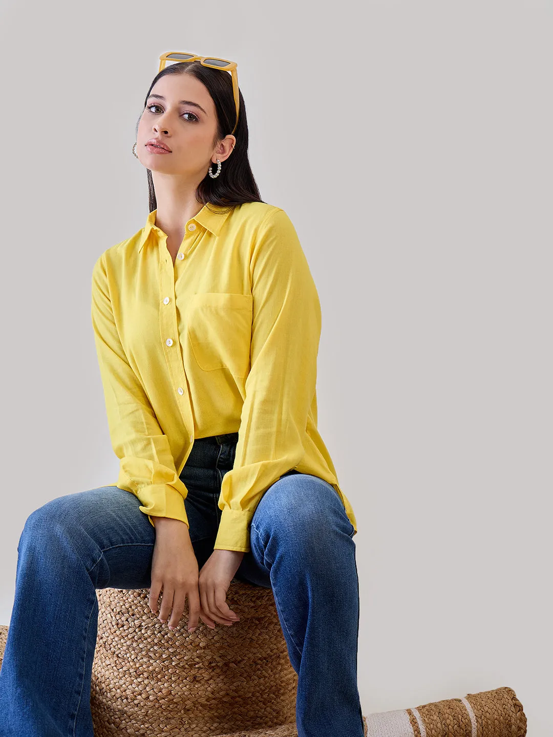 Yellow Soft Linen Boyfriend Shirt