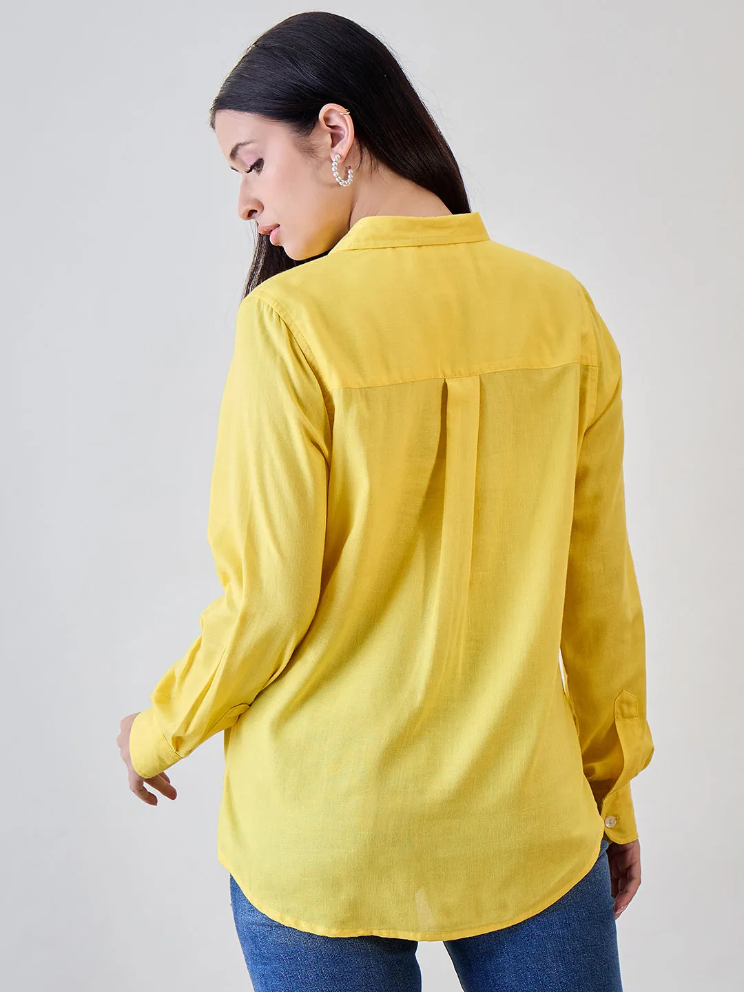 Yellow Soft Linen Boyfriend Shirt