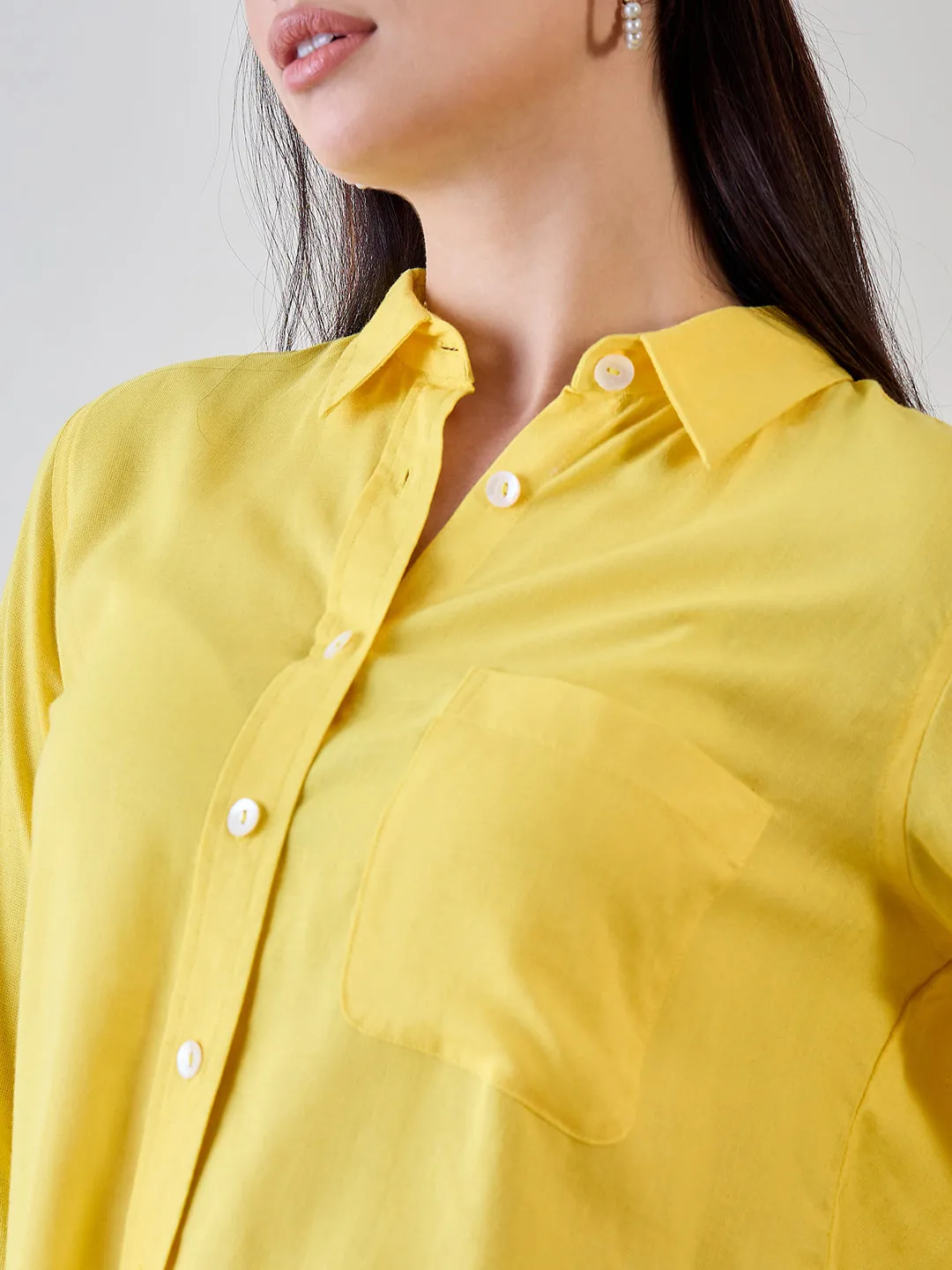 Yellow Soft Linen Boyfriend Shirt